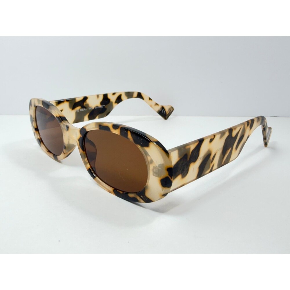 Aerie SUNNIES Sunglasses Women's Beige Tortoiseshell Oval Frames UV Protection